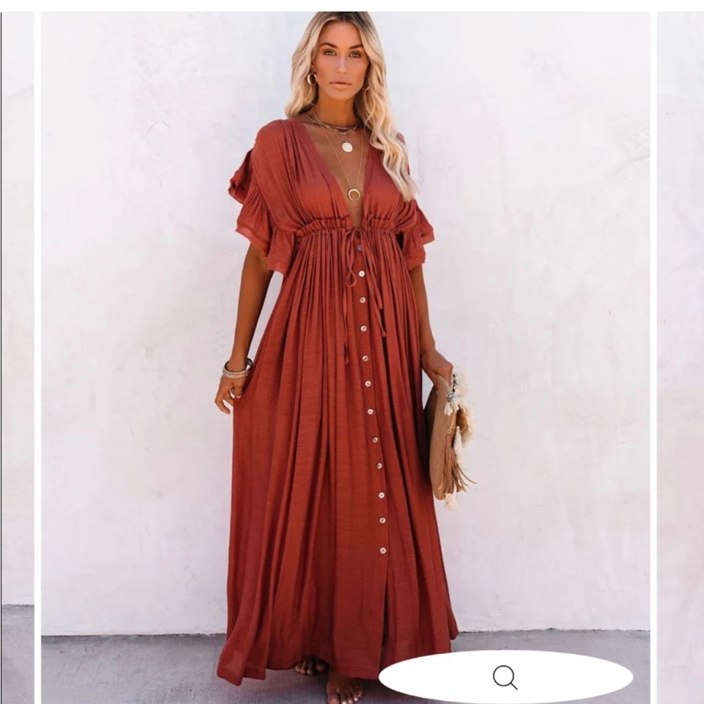 Anika dress from VICI maxi button ruffle small